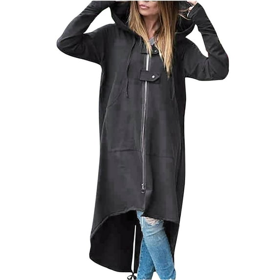 WXLWZYWL Trendy Sweatshirts For Women 2023 Women'S Sweatshirt Women Long Sleeve Pockets Solid Hooded Coat