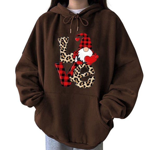 WXLWZYWL Trendy Sweatshirts For Women 2023 Women'S Valentine'S Day Print Top Casual Long Sleeve Round Neck Hoodie