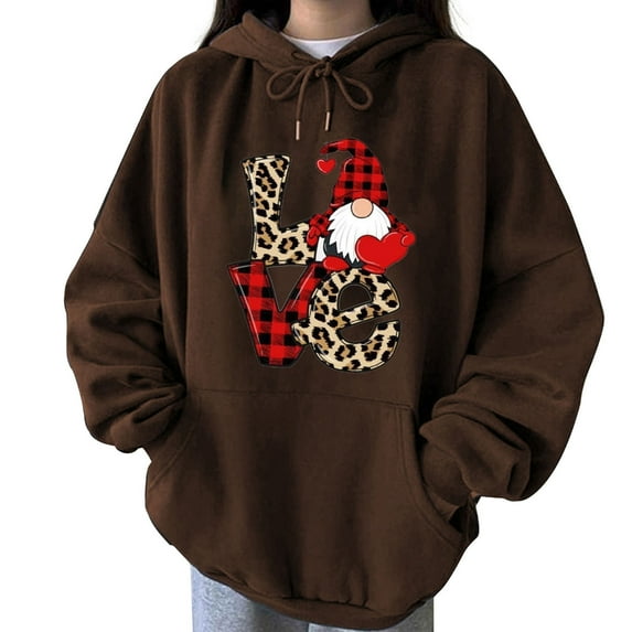 WXLWZYWL Trendy Sweatshirts For Women 2023 Women'S Valentine'S Day Print Top Casual Long Sleeve Round Neck Hoodie