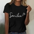 thumbnail image 1 of WXLWZYWL Tunic Tops for Womens Plus Size Short Sleeve Round Neck Graphic Letter Printing Solid Color Tees Tops Casual Summer Loose T Shirt, 1 of 4