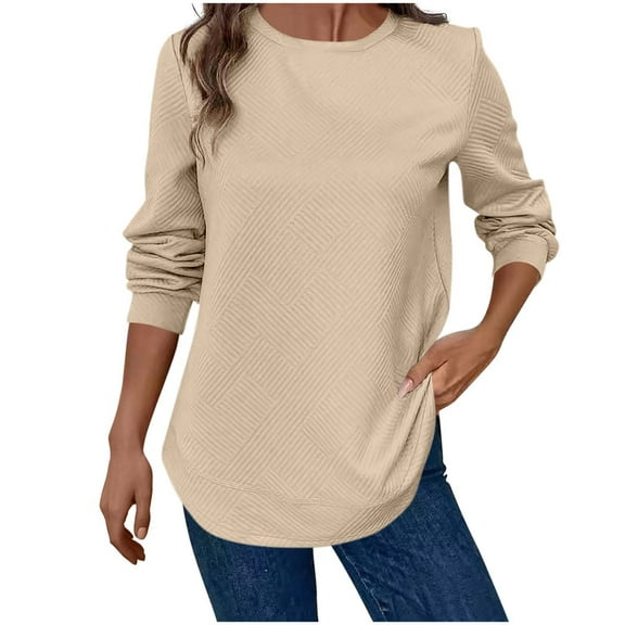 WXLWZYWL Tunic or Tops to Wear with Leggings for Women Long Sleeve Shirts Round Neck T Shirts Loose Fitted Blouses