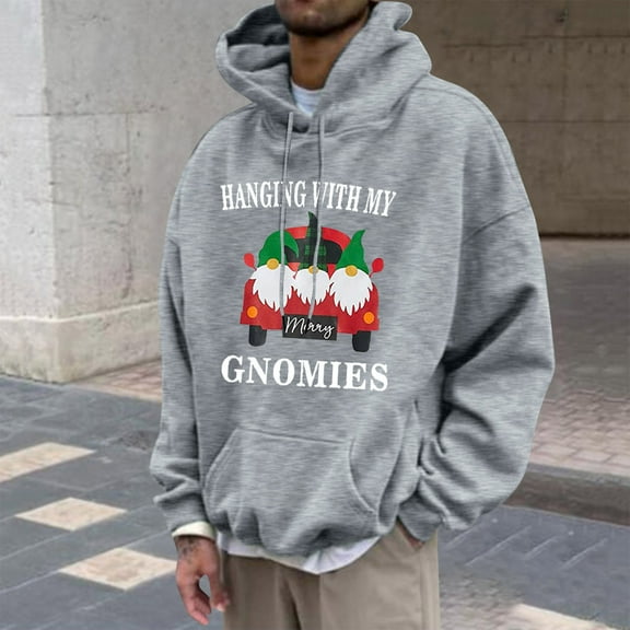 WXLWZYWL Uglu Christmas Hoodies for Men Gnome Hooded Sweatshirt Novelty Sweater Elf Long Sleeve Pullover Loose Fit Drawstring Hoodie