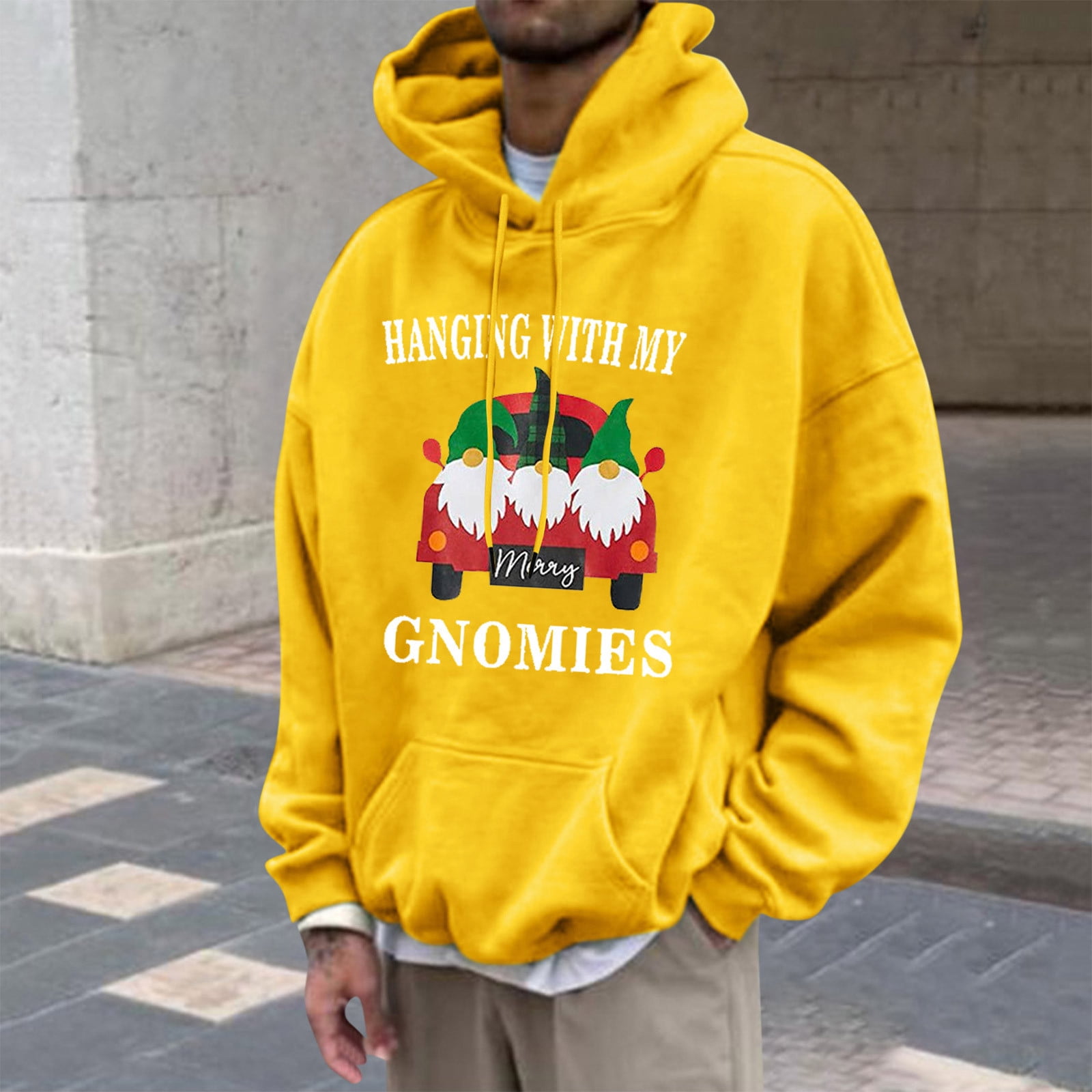 WXLWZYWL Uglu Christmas Hoodies for Men Gnome Hooded Sweatshirt Novelty Sweater Elf Long Sleeve Pullover Loose Fit Drawstring Hoodie