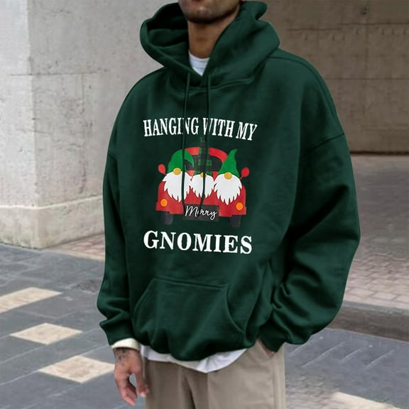 WXLWZYWL Uglu Christmas Hoodies for Men Gnome Hooded Sweatshirt Novelty Sweater Elf Long Sleeve Pullover Loose Fit Drawstring Hoodie