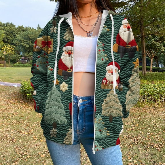 WXLWZYWL Ugly Christmas Sweatshirts for Women Funny Xmas Tree Print Shirts Plus Size Long Sleeve Holiday Tops Fall Cotton Tees