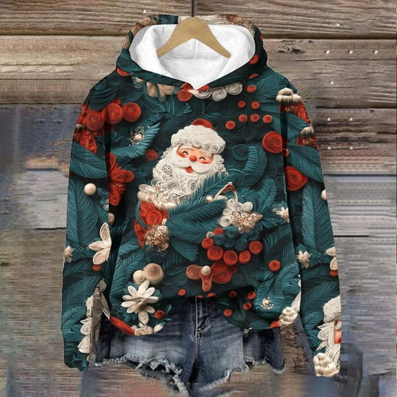 WXLWZYWL Ugly Christmas Sweatshirts for Women Funny Xmas Tree Print Shirts Plus Size Long Sleeve Holiday Tops Fall Cotton Tees