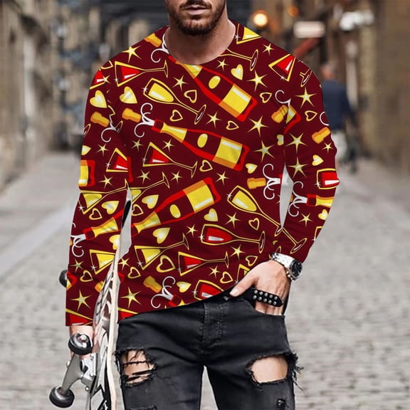 WXLWZYWL Ugly Mens T Shirts Funny Long Sleeve Christmas Tree Sweatshirt for Men Casual Xmas Holiday Sweatshirts Tops