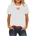 thumbnail image 1 of WXLWZYWL Valentine's Day T Shirts for Women Short Sleeve Shirts Heart Cutout Front Crewneck Summer Tops Loose Fitted Tees, 1 of 6