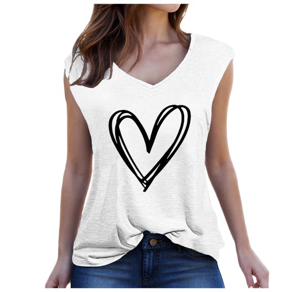 WXLWZYWL Valentine's Days Tank Tops for Women Casual Sleeveless Shirts Round Neck Loose Fitting Basic Tees Tops