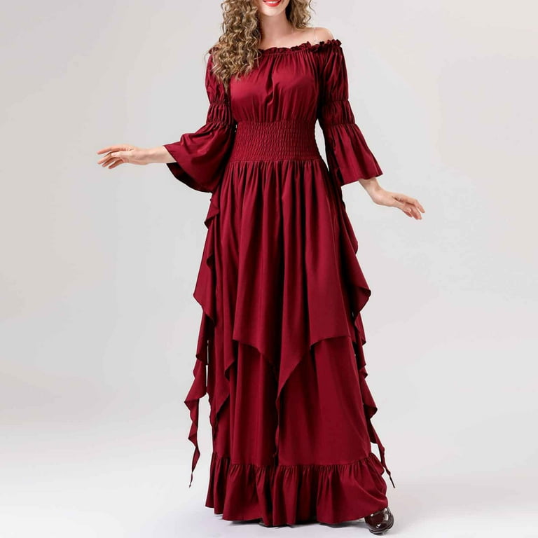 WXLWZYWL Victorian Dress Renaissance Costume Women Gothic Witch