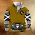thumbnail image 1 of WXLWZYWL Vintage Graphic Sweatshirt Men Casual Quarter Zip Pattern Print Sweater Trendy Loose Long Sleeve Clothes with Pocket, 1 of 4