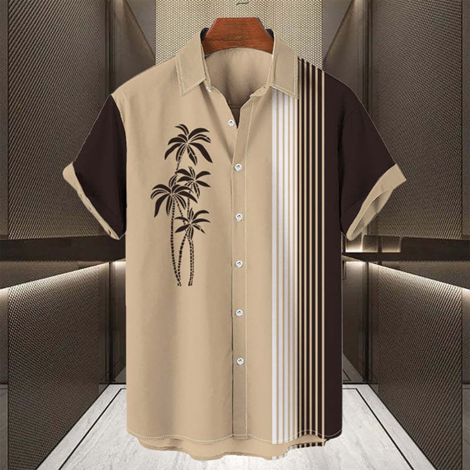 WXLWZYWL Vintage Shirts for Men Plus Size Short Sleeve Button Down