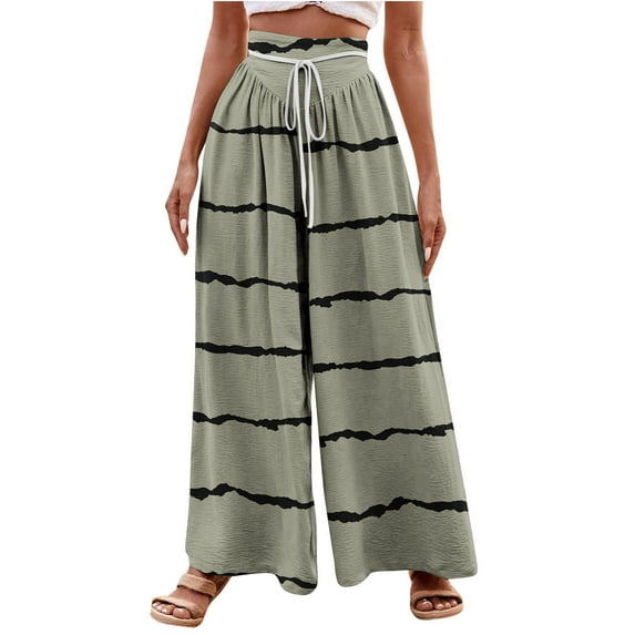 WXLWZYWL Wide Leg Pants for Women Drawstring Baggy Casual Sweatpants Loose Fit Elasitc Waist Lounge Trousers Irish Pants 2024 Trendy