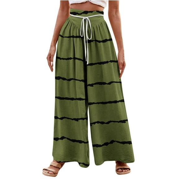 WXLWZYWL Wide Leg Pants for Women Drawstring Baggy Casual Sweatpants Loose Fit Elasitc Waist Lounge Trousers Irish Pants 2024 Trendy