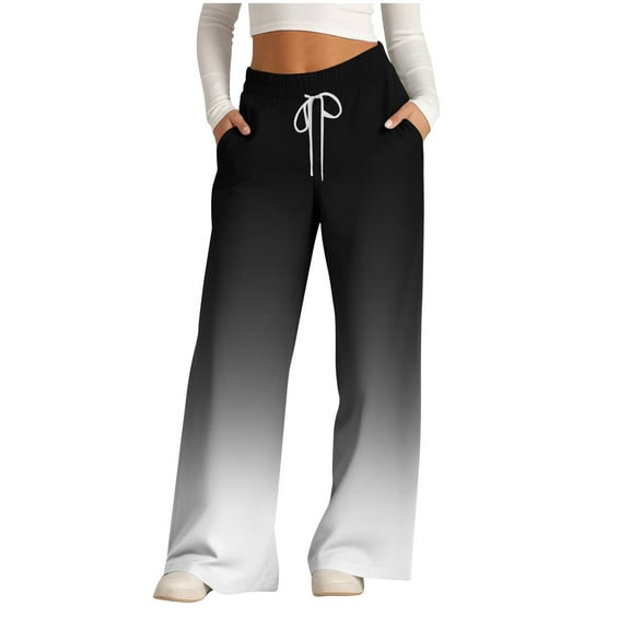 WXLWZYWL Wide Leg Pants for Women Drawstring Baggy Casual Sweatpants Loose Fit Elasitc Waist Lounge Trousers Irish Pants 2024 Trendy