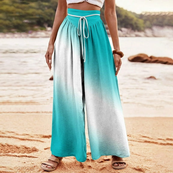 WXLWZYWL Wide Leg Pants for Women Drawstring Baggy Casual Sweatpants Loose Fit Elasitc Waist Lounge Trousers Irish Pants 2024 Trendy