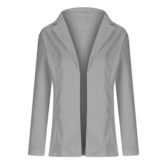 WXLWZYWL Winter Coats for Women Women Business Attire Solid Long Sleeve Suit Collar Slimming Cardigan Suit Coat Tops Jacket Gray
