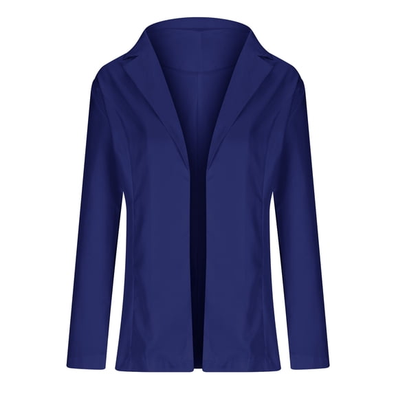 WXLWZYWL Winter Coats for Women Women Business Attire Solid Long Sleeve Suit Collar Slimming Cardigan Suit Coat Tops Jacket Navy