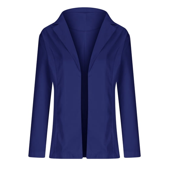WXLWZYWL Winter Coats for Women Clearance Sale Women Business Attire Solid Long Sleeve Suit Collar Slimming Cardigan Suit Coat Tops Jacket Navy