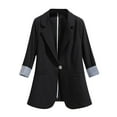 thumbnail image 1 of WXLWZYWL Winter Coats for Women Women'S 3/4 Sleeve Button Cardigan Suit Coat Top Cardigan Black, 1 of 6