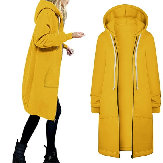 WXLWZYWL Winter Coats for Women Plus Size Clearance Woman Long Sleeve Open Front Loose Outerwear Solid Zipper Coat Tops Pockets Blouse