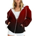 thumbnail image 1 of BUIgtTklOP Winter Coats Clearance,Women'S Casual Printed Zippered Long Sleeved Hooded Sweater Jacket Top, 1 of 5