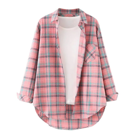 WXLWZYWL Winter 2023 Women'S Long Sleeve Tops Single-Breasted Lapel Cardigan Shirt Button Lattice Blouse