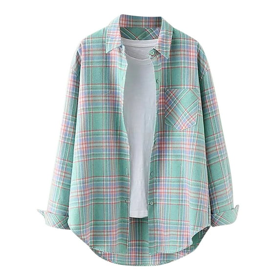 WXLWZYWL Winter 2023 Women'S Long Sleeve Tops Single-Breasted Lapel Cardigan Shirt Button Lattice Blouse