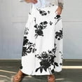 thumbnail image 1 of WXLWZYWL Women Flowy Maxi Skirt Floral Print Fall Casual Boho High Elatic Waist Loose Long Skirt with Pockets, 1 of 5