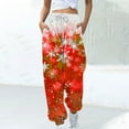thumbnail image 1 of WXLWZYWL Women Merry Christmas Sweatpants Drawstring Jogger Snowflake Fun Print Elastic Waist Casual Trousers Warm Comfy Pants with Pockets, 1 of 1