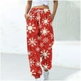 thumbnail image 1 of WXLWZYWL Women Merry Christmas Sweatpants Drawstring Jogger Snowflake Fun Print Elastic Waist Casual Trousers Warm Comfy Pants with Pockets, 1 of 5