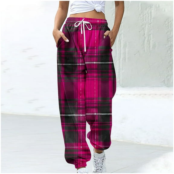 WXLWZYWL Women Merry Christmas Sweatpants Drawstring Jogger Snowflake Fun Print Elastic Waist Casual Trousers Warm Comfy Pants with Pockets