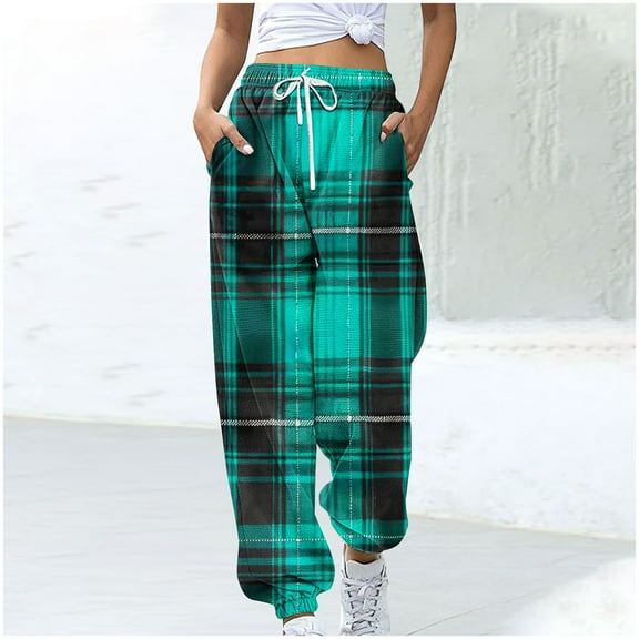 WXLWZYWL Women Merry Christmas Sweatpants Drawstring Jogger Snowflake Fun Print Elastic Waist Casual Trousers Warm Comfy Pants with Pockets