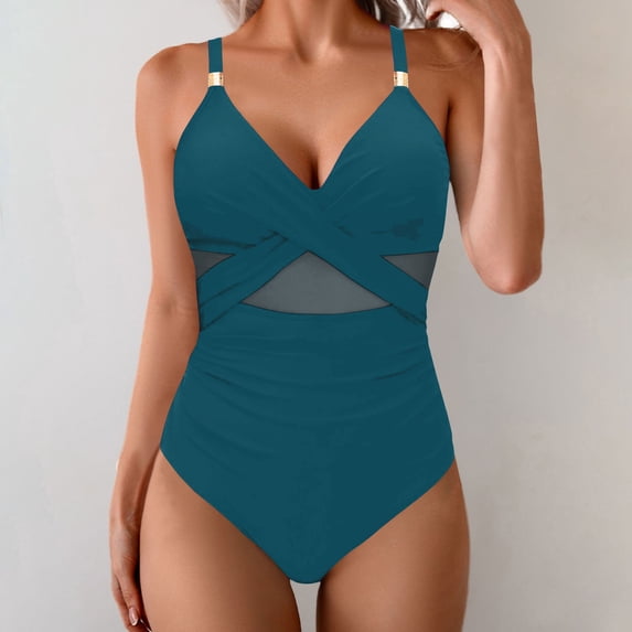 WXLWZYWL Women Tummy Control One Piece Swimsuit - Push Up Bathing Suit Full Coverage Sports Swimwear