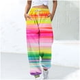 thumbnail image 1 of WXLWZYWL Women's Athletic Pants Straight Legs High Waisted Drawstring Rainbow Gradient Sweatpants Loose Lounge Workout Jogger Trouser, 1 of 5