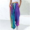 thumbnail image 1 of WXLWZYWL Women's Athletic Pants Straight Legs High Waisted Drawstring Rainbow Gradient Sweatpants Loose Lounge Workout Jogger Trouser, 1 of 5