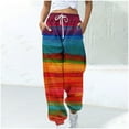 thumbnail image 1 of WXLWZYWL Women's Athletic Pants Straight Legs High Waisted Drawstring Rainbow Gradient Sweatpants Loose Lounge Workout Jogger Trouser, 1 of 5