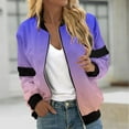 thumbnail image 1 of WXLWZYWL Women's Bomber Jacket Lightweight Full Zip Up Jacket Cropped Gradient Coat Jacket Retro Moto Windbreaker Outwears, 1 of 5