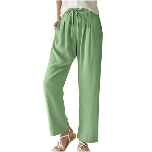 WXLWZYWL Women's Casual Tencel Wide Leg Drawstring Solid Color Lounge Pants Yoga Beach Flowy Palazzo National Style Linen Zen Trousers Wide Leg Pants with Pockets