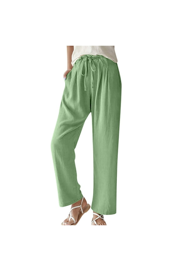 Women's Casual Tencel Wide Leg Drawstring Solid Color Lounge Pants Yoga Beach Flowy Palazzo National Style Linen Zen Trousers Wide Leg Pants with Pockets