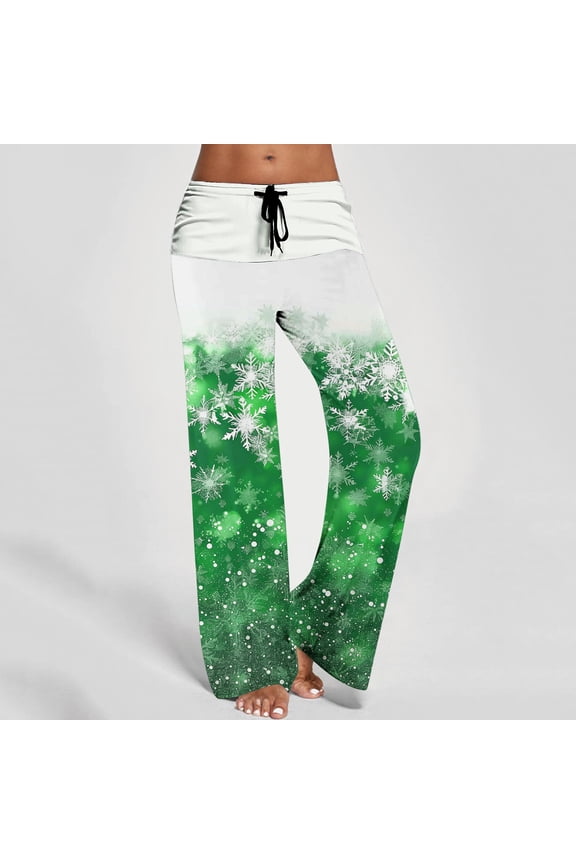 Women's Christmas Pajama Pants Comfy Pajamas Drawstring Stretch Print Long Wide Leg Pajama Pants Women Pajama Bottoms