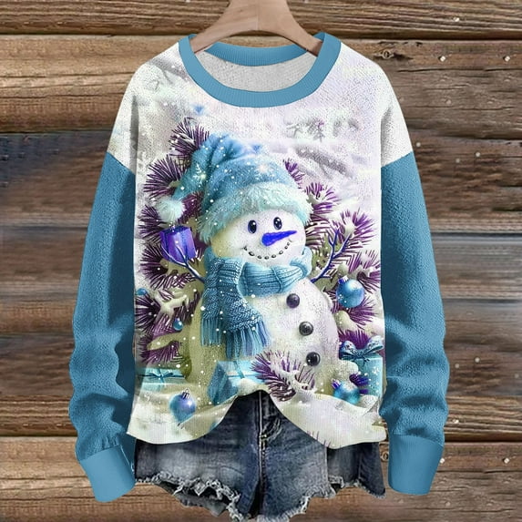 WXLWZYWL Women's Christmas Sweatshirts 2024 Rhinestone 3D Cute Xmas Tree Tops Trendy Crewneck Pullovers Long Sleeve Shirts