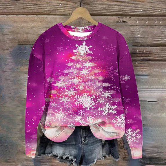 WXLWZYWL Women's Christmas Sweatshirts Funny Goblet Print T-Shirt Slim Fit Crewneck Long Sleeve Xmas Santa Pullover Tops