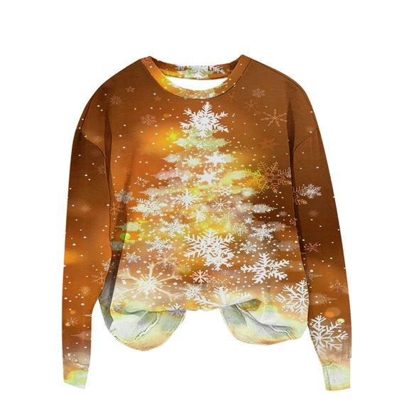 WXLWZYWL Women's Christmas Sweatshirts Funny Goblet Print T-Shirt Slim Fit Crewneck Long Sleeve Xmas Santa Pullover Tops