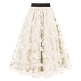 thumbnail image 1 of WXLWZYWL Women's Flare Midi Skirt Mesh Overlay High Waist Casual Formal Floral Tulle Elegant Midi Spring Autumn Elastic Waist Cute Vintage Pleated Skirt, 1 of 5