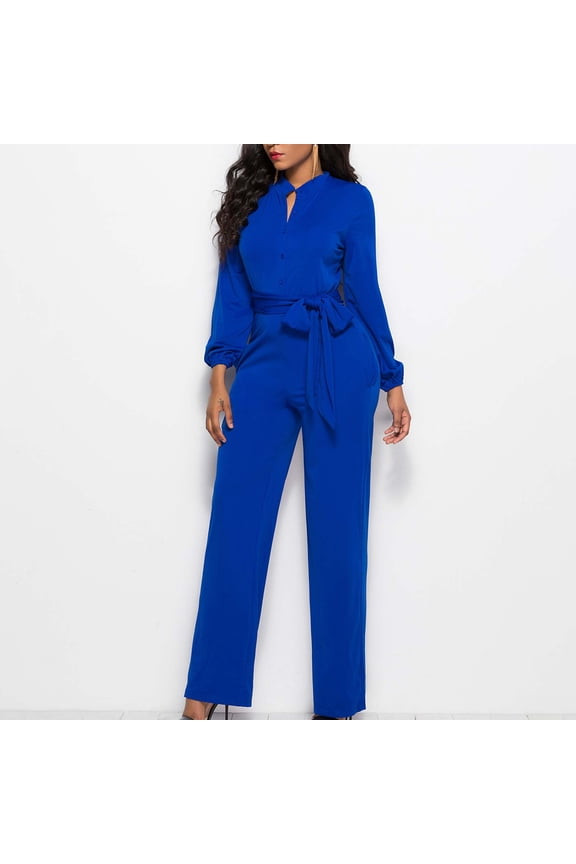 Women's Formal Plus Size Elegant Jumpsuit Dressy - Long Chiffon Sleeves, Wide-Leg Design, Perfect for Evening & Office Wear Jumpsuits V Neck Long Sleeve Pants Romper