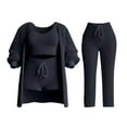 thumbnail image 1 of WXLWZYWL Women's Fuzzy 3 Piece Lounge Sets, Cozy 4-Piece Fleece Warm Set Cardigan Crop Top Shorts Pajamas Loungewear Outfits, 1 of 2