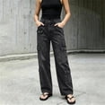 thumbnail image 1 of WXLWZYWL Women's High Waisted Cargo Jeans Solid Color Multi-Pocket Loose Fit Denim Pants for Trendy Streetwear, 1 of 6
