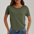 thumbnail image 1 of WXLWZYWL Women's Irregular Hem Solid Color Casual T-shirt Summer Comfortable Round Neck Short Sleeve Womens Tops, 1 of 6