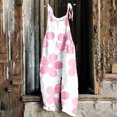 thumbnail image 1 of WXLWZYWL Women's Jumpsuits, Rompers & Overalls Summer Casual Floral Printed Wide Leg Jumpsuit Loose Halter Romper Classic Long Jumpsuits Sleeveless Strap Romper, 1 of 5